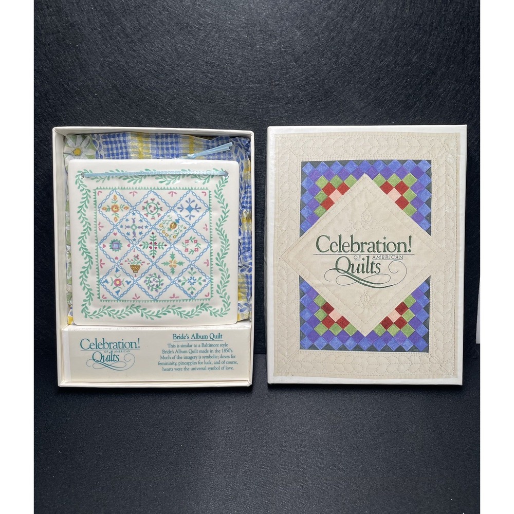 Vintage 1993 Celebration! of American Quilts Bride's Album Quilt Ornament Tile